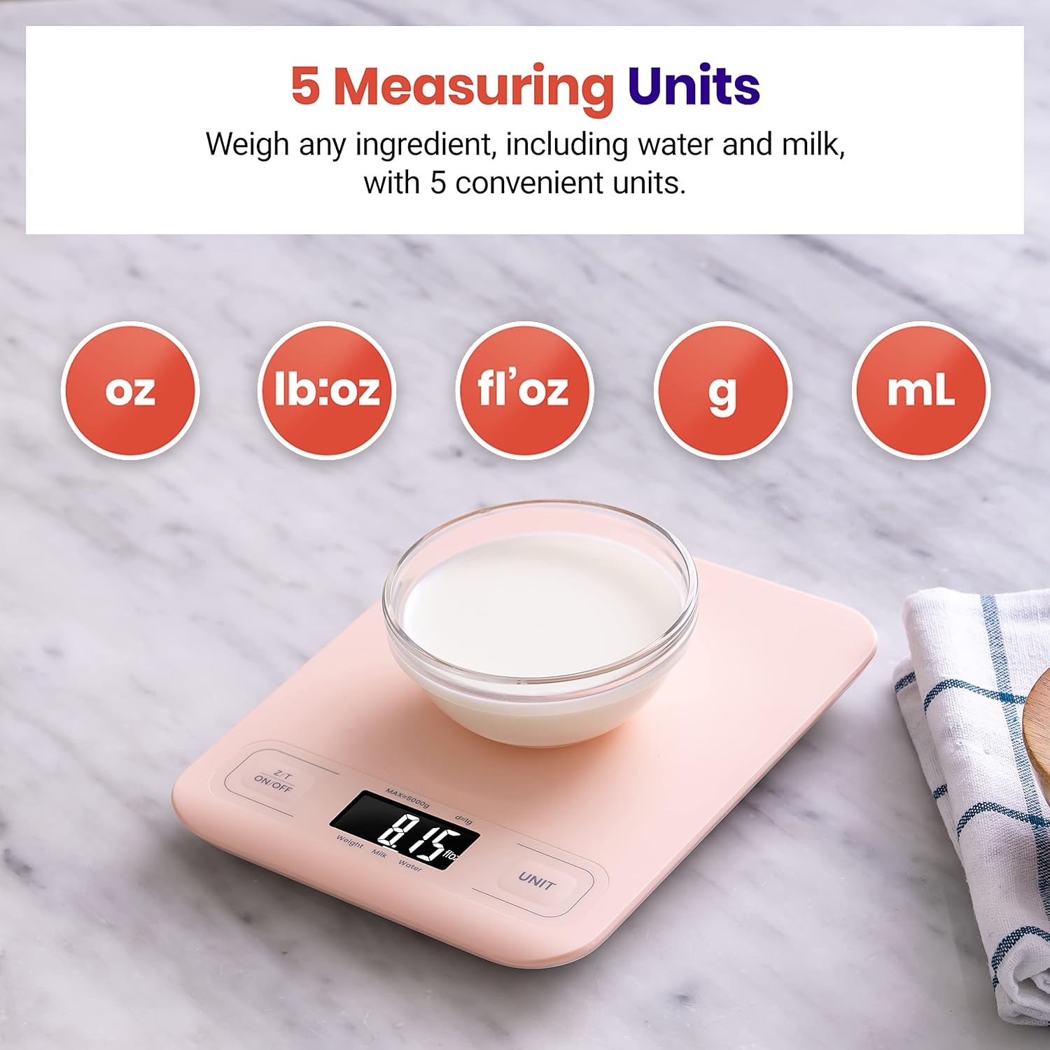 Etekcity Food Kitchen Scale, Digital Grams and Ounces for Weight Loss, Baking, Cooking, Keto and Meal Prep, LCD Display, Medium, 304 Stainless Steel 24hrsmart